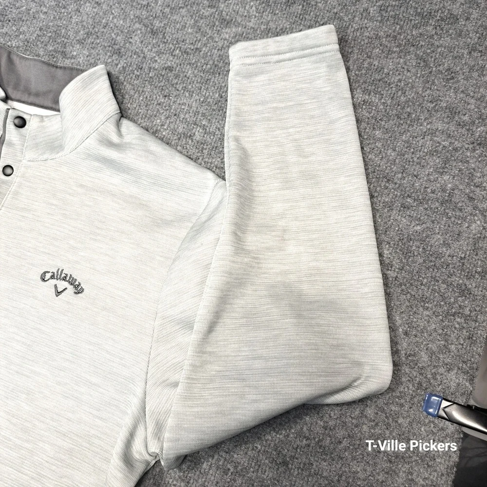 Callaway Mens Heathered Grey Mock Neck Snap Placket Golf Pullover Size M MA3719